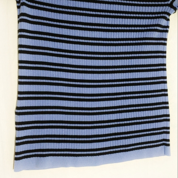 Land's End 100 % Cotton Blue Striped Ribbed Pullover Sweater Size M 10-12 - Picture 8 of 12